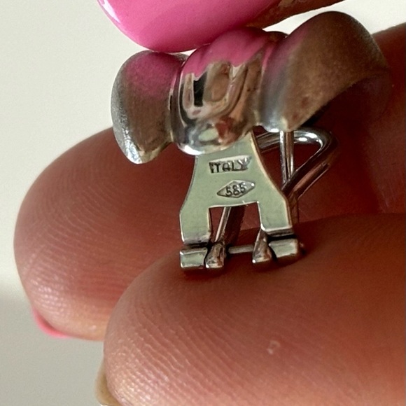 SOLID 14K WHITE GOLD WINGS EARRINGS W/ OMEGA BACKS - MADE IN ITALY - Picture 7 of 10